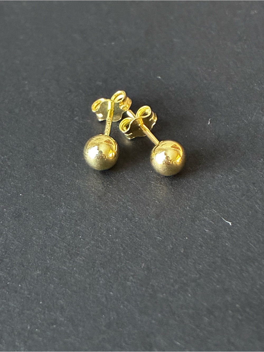 Gold Tone Ball Stud Earrings - Sterling Silver 925 4.7mm